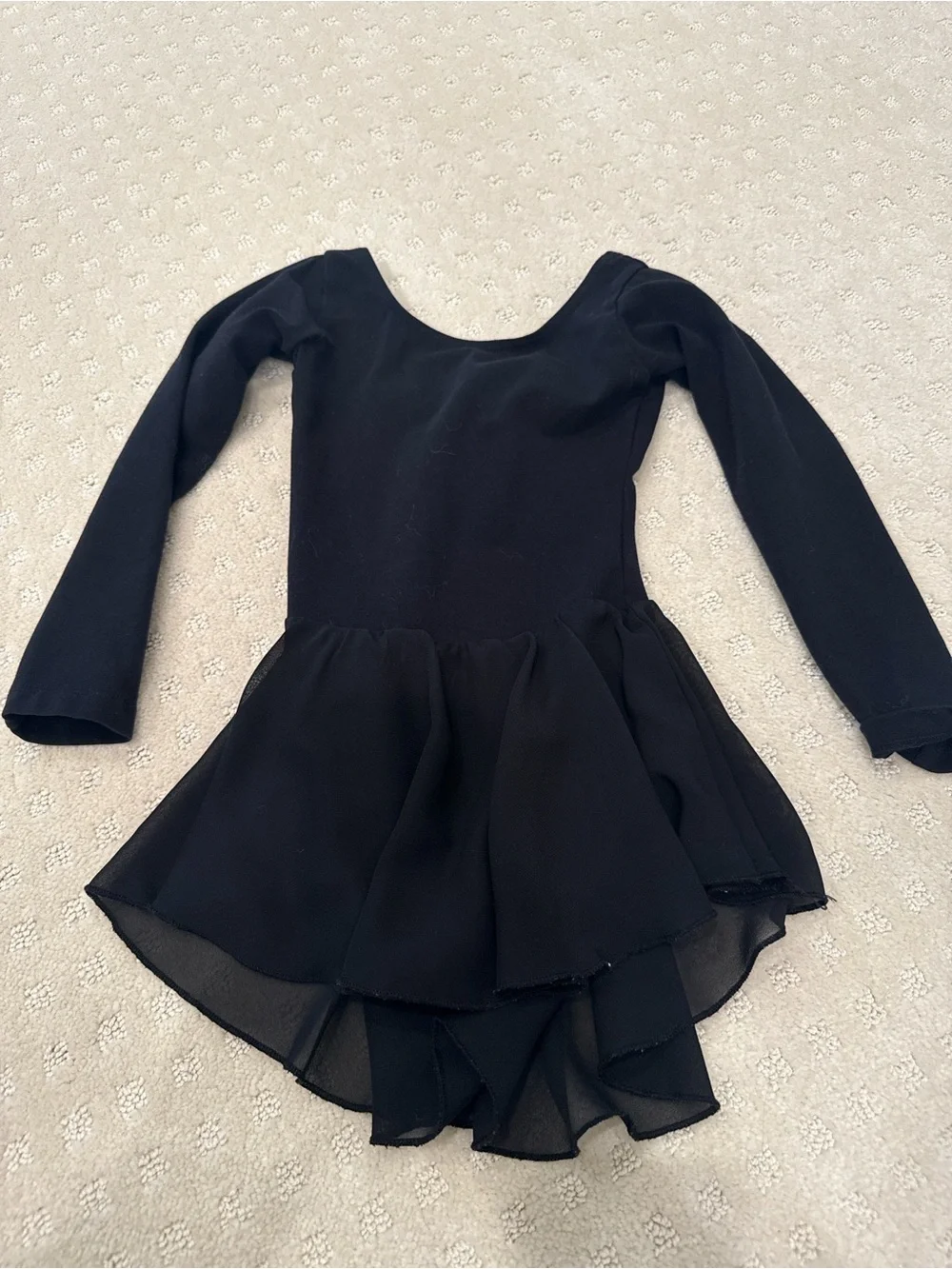 Arshiner Girls Black Ballet Dance Dress Criss Cross Back Long Sleeve Size 5/6